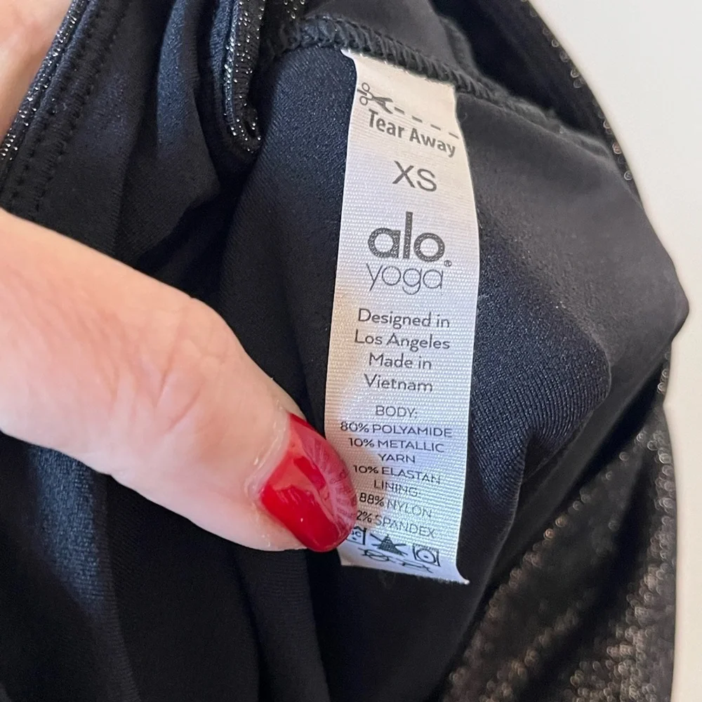 ALO Yoga Black Glitter Women's XS Performance Leggings High Waisted
